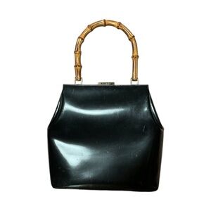 Vintage 90s Y2K Gucci Leather Bamboo Handle Frame Retro Handbag